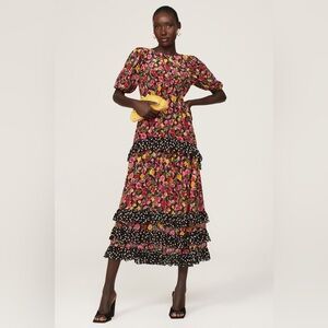 NWOT - Rixo Floral Print Silk Maxi Dress